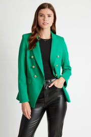 Pauline Double Breasted Luxury Blazer in Emerald Green