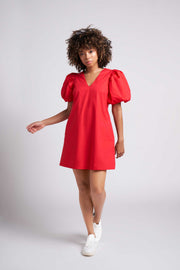 Simply Red Rylie Balloon Sleeve Mini Dress with Optional Belt