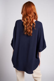 Sailor Navy Claire Oversized Light weight V-Neck Top