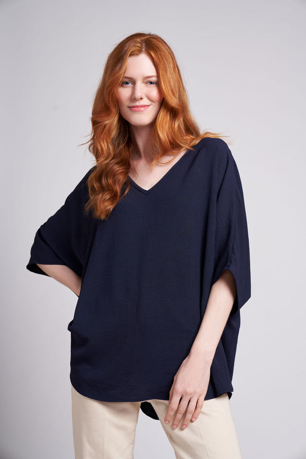 Sailor Navy Claire Oversized Light weight V-Neck Top