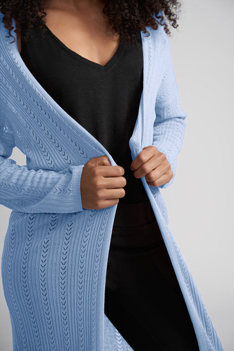 Sky Blue Laine Long Light Weight Sweater Duster