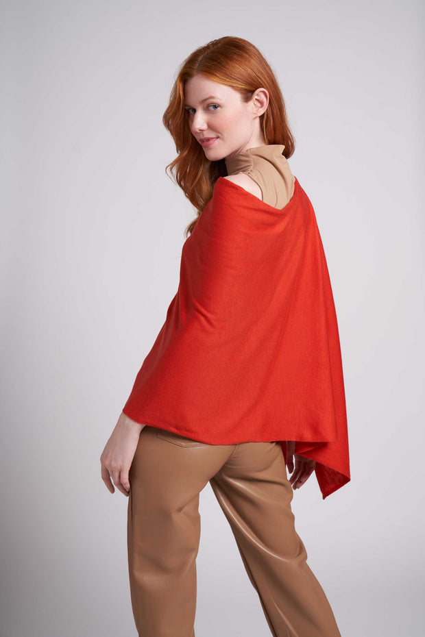 Orange Eva Lightweight Knit Poncho