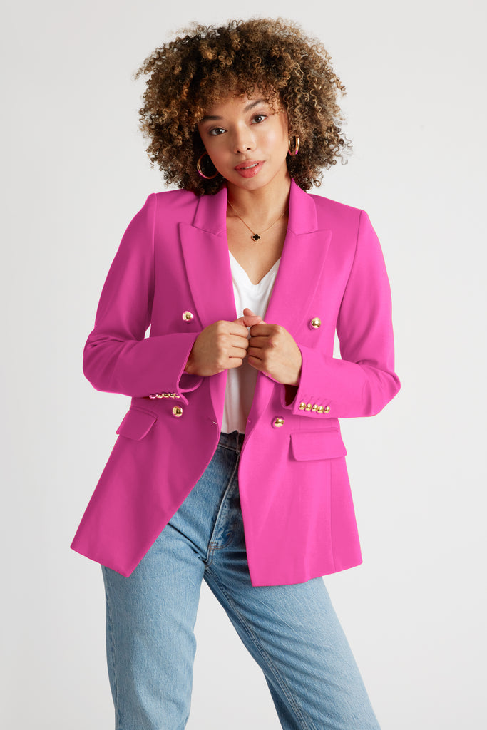 Pauline Double Breasted Luxury Blazer in Pink – Caldwell Collection