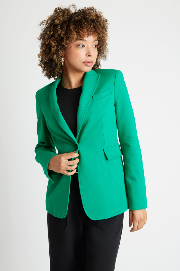 Lorraine Single Button Luxury Blazer in Emerald Green