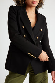 Pauline Double Breasted Luxury Blazer in Noir