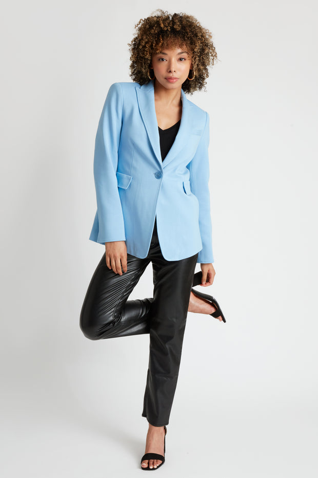 Lorraine Single Button Luxury Blazer in Sky Blue