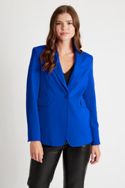 Lorraine Single Button Luxury Blazer in Sapphire Blue