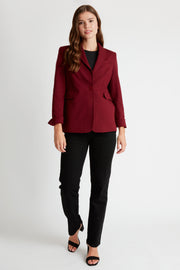 Lorraine Single Button Luxury Blazer in Garnet Red