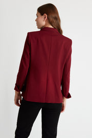 Lorraine Single Button Luxury Blazer in Garnet Red