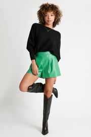 Ann Faux Leather Shorts in Emerald Green