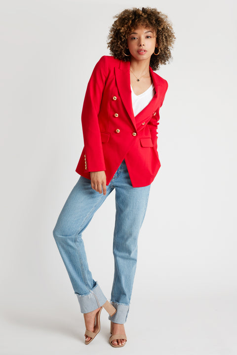 Pauline Double Breasted Luxury Blazer in Simply Red