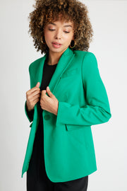 Lorraine Single Button Luxury Blazer in Emerald Green