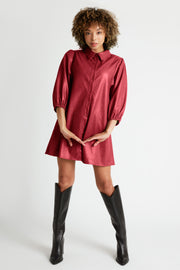 Jess Faux Leather Button front Dress or Duster in Garnet