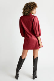 Jess Faux Leather Button front Dress or Duster in Garnet