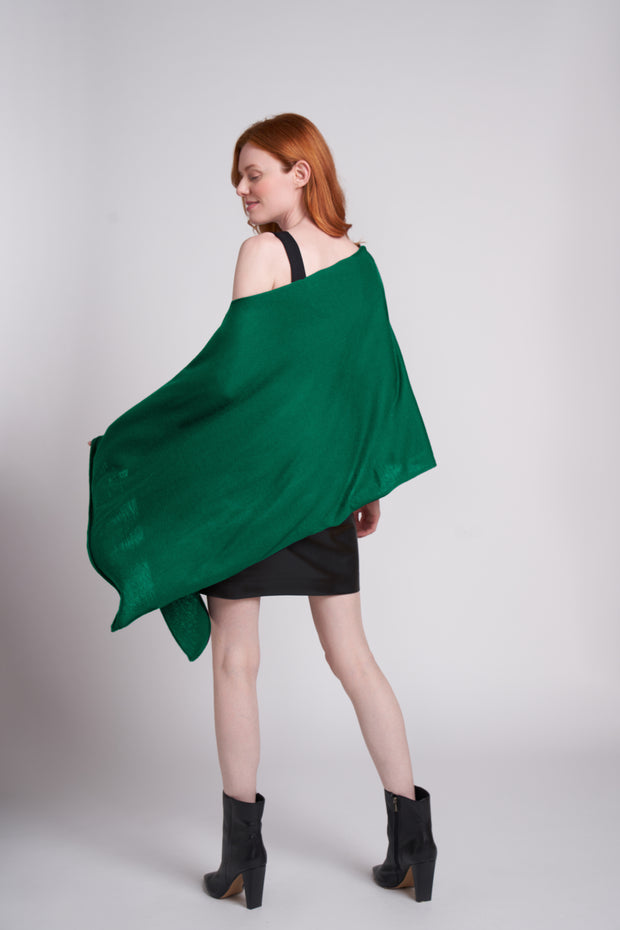 Dark Green Eva Lightweight Knit Poncho