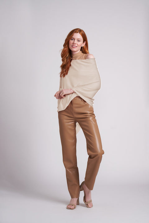 Cream Eva  Lightweight Knit Poncho