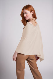 Cream Eva  Lightweight Knit Poncho