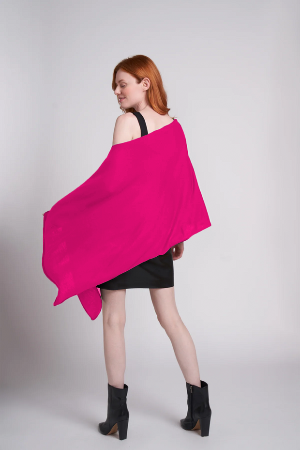 Hot Pink Eva Lightweight Knit Poncho