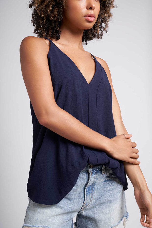 Sailor Navy Lucy Long V-Neck Tank with Racer Back
