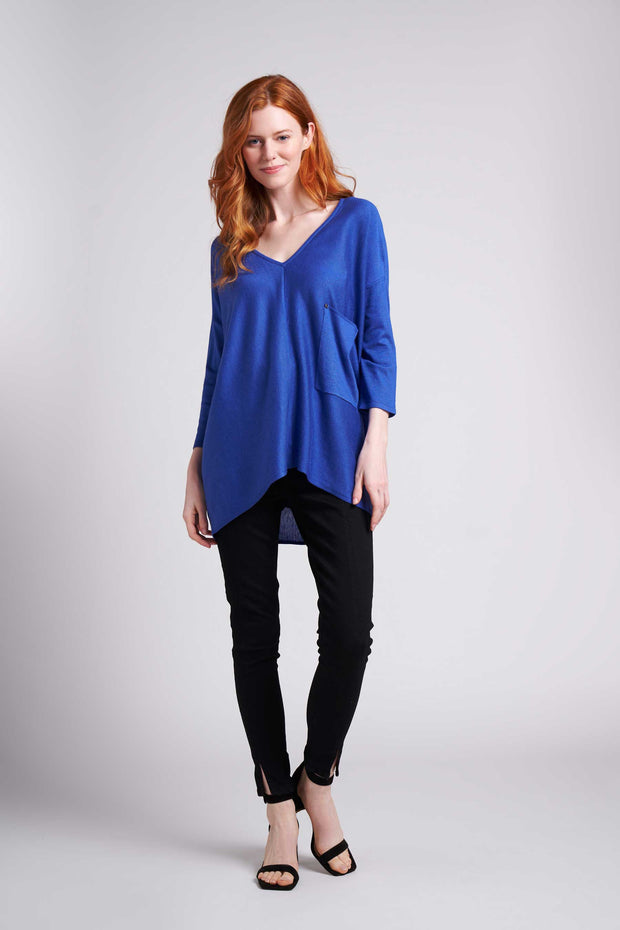Sapphire Blue Mara Sweater with Pocket Detail