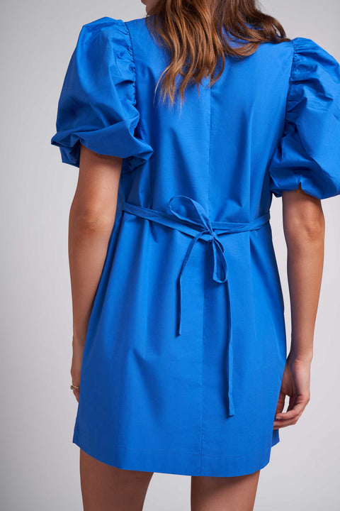 Sapphire Blue Rylie Balloon Sleeve Mini Dress with Optional Belt