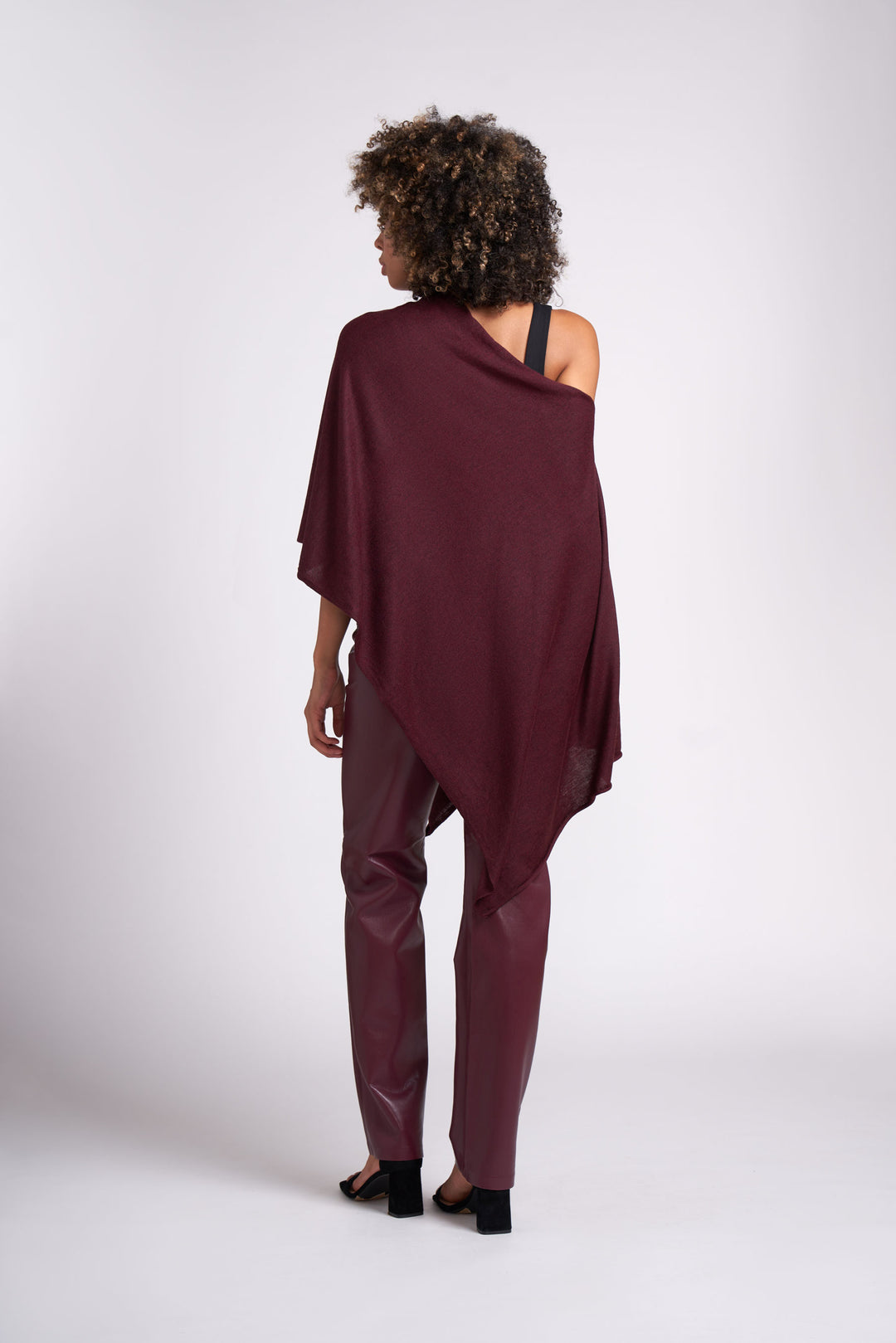 Garnet Red Eva Lightweight Knit Poncho – Caldwell Collection