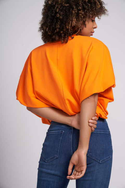 Orange Chloe Top-Short Sleeve Bubble Top