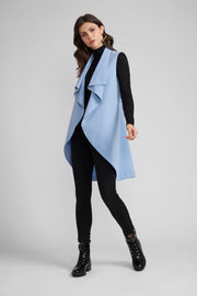 Sky Blue Morgan Duster Vest with Draped Collar