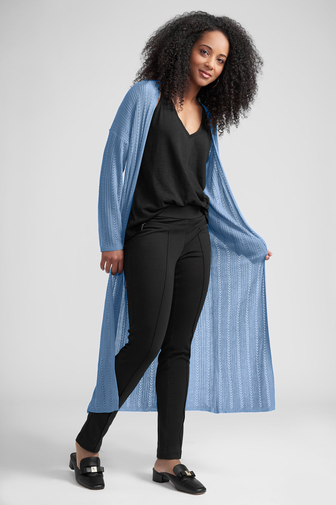 Bluetime Women's Plus Size Long Open Front Cardigan – Lightweight Maxi Duster, Long Sleeve (Teal Blue, X-Large)