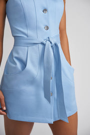 Sky Blue Taylor Button Front Mini Dress