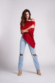 Simply Red Eva Lightweight Knit Poncho
