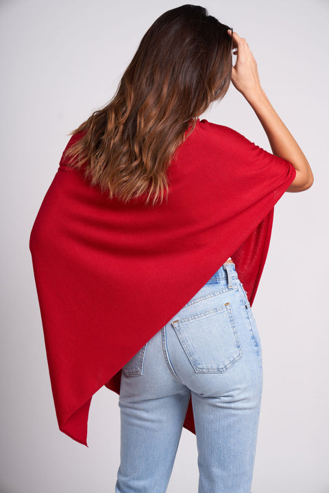 Simply Red Eva Lightweight Knit Poncho