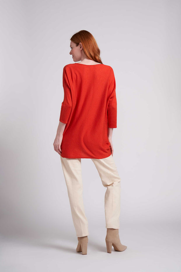 Vivid Orange Mara Sweater with Pocket Detail