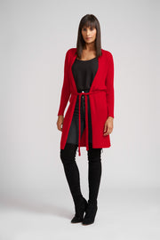 Simply Red Lottie Ribbed Knit Cardigan with Optional Belt