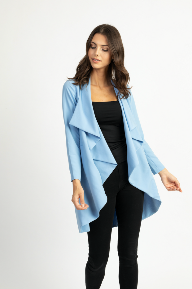 Sky Blue Lisa Duster With Draped Collar