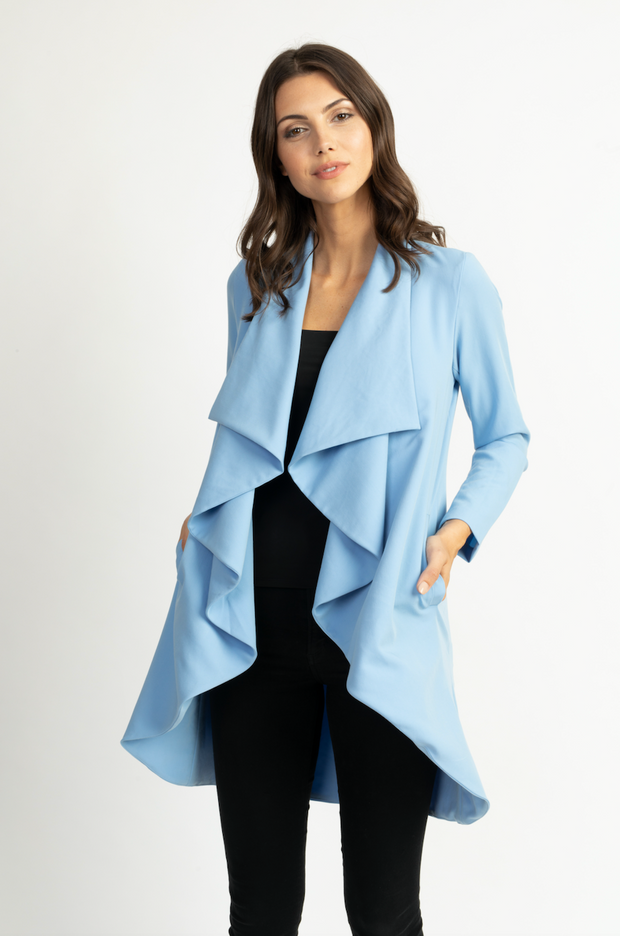 Sky Blue Lisa Duster With Draped Collar